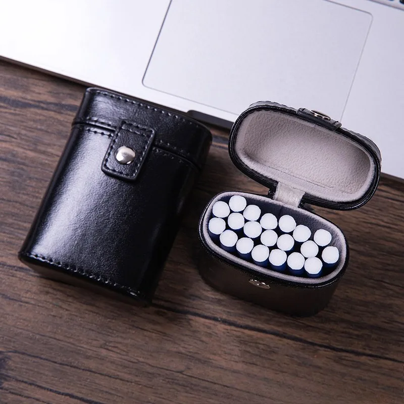 Men's Anti Pressure Retro 20 Pack Portable Leather Cigarette Box with Snap Button Chimney Storage Box