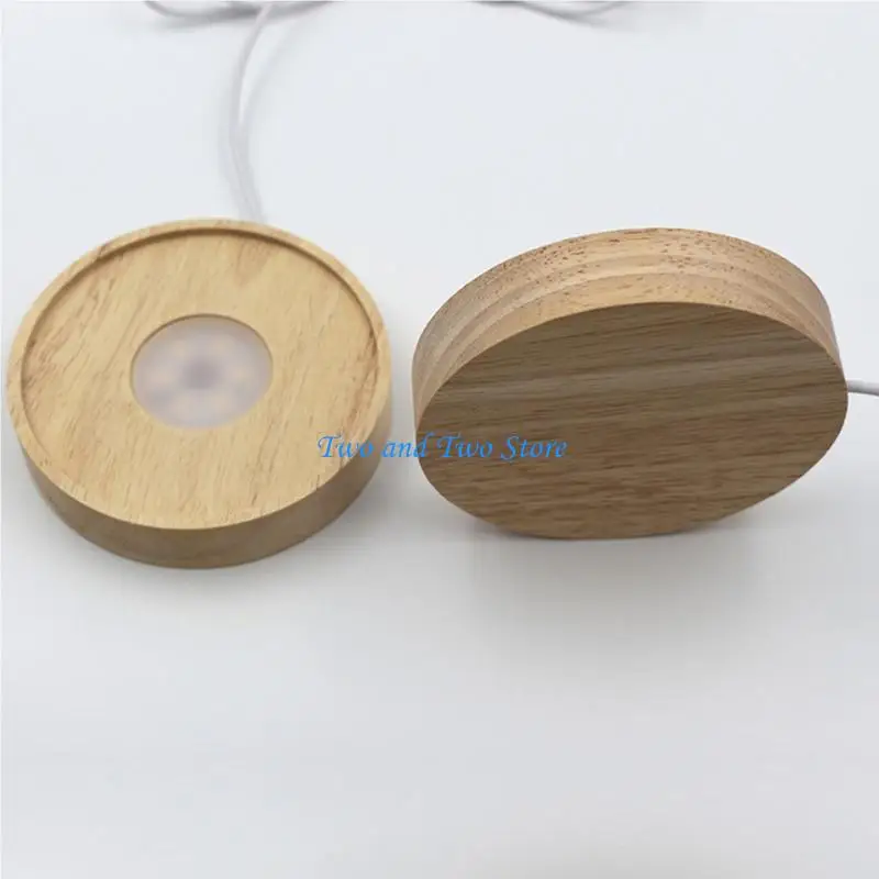HX6F Wooden Light Display Base LED Display Base Crystal Glass Light Base Stand for 3D Crystal Glass Art Four Kinds of Lights