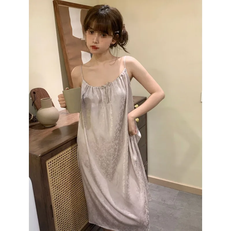 

Summer Ice Silk Women's Thin Silk Sexy Cute Sweet Strap Home Clothes Can Wear Outside