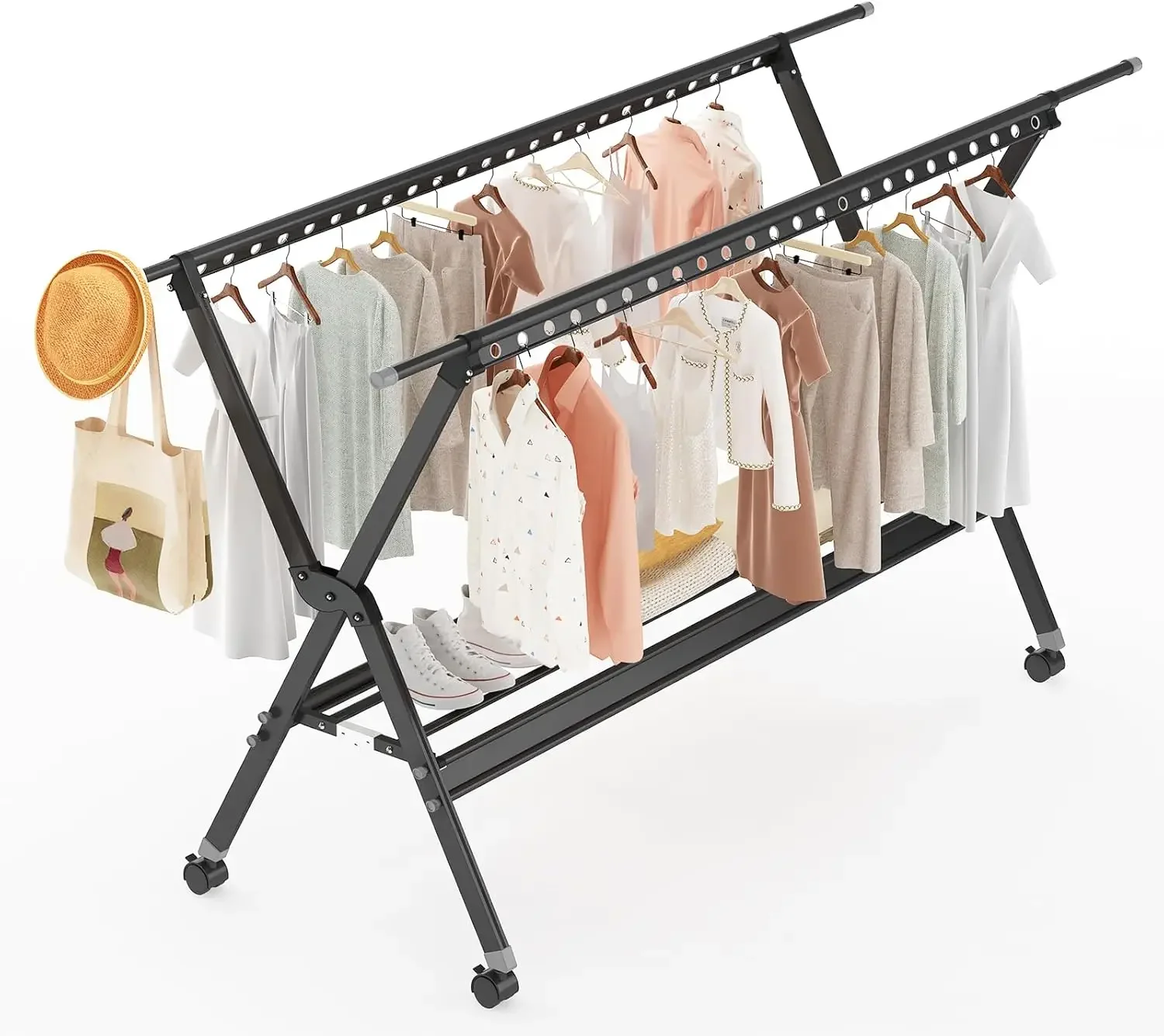 

Clothes Drying Rack with Wheels，Clothing Folding Aluminum Alloy Laundry Drying Racks