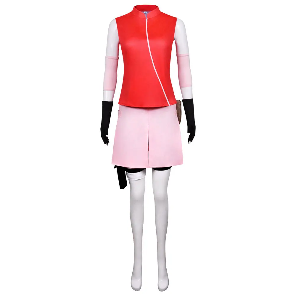 Cosplay-Kostüm: Komplettes Haruno Sakura Cosplay-Kostüm-Set, japanisches Anime Sakura Cosplay-Kostüm