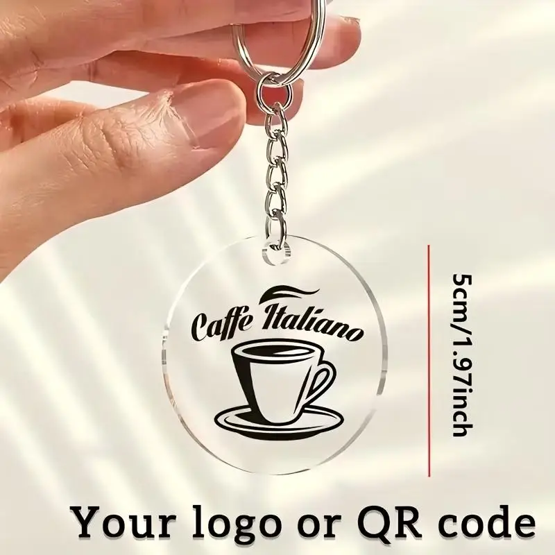 Acrylic Custom Your Logo or Scannable QR Code Keychain Company Business Logo Website QR Code any Pattern Personalized Keyring