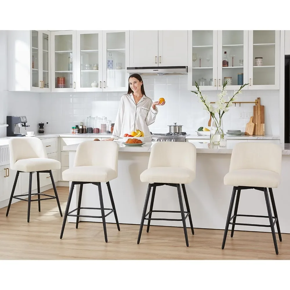 

Набор из 4 барных стульев | Современные поворотные стулья для барной стойки | Регулируемые тканевые барные стулья со спинкой для кухонного острова, на заказ