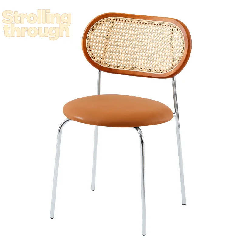 

Medieval dining chair home backrest dining table French retro creative Nordic designer Internet celebrity rattan chair