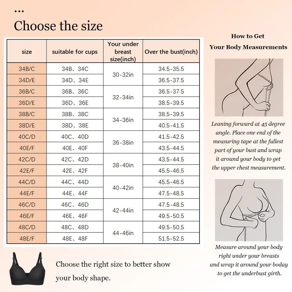 Hexin Deep Cup Bra Push Up Bras for Women Plus Size Hide Incorporated Full Back Coverage Lingerie Back Fat Shaper Bra 34-50