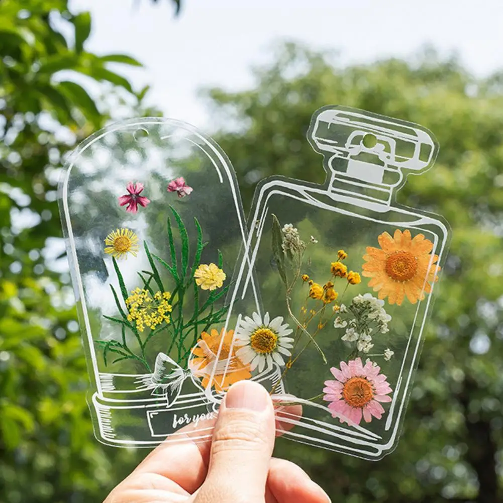 

Transparent Dried Flower Bookmarks Clear Floral Bookmark Wishing Bottle Stickers Without Pressed Flowers for DIY Page Cips