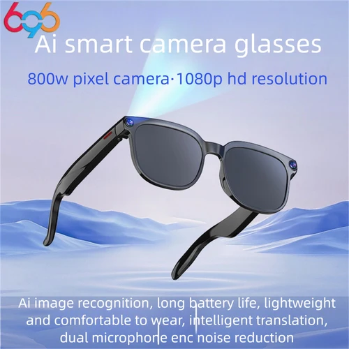 Gafas inteligentes AI, gafas de sol con Bluetooth para 8 millones de cámaras, disparar llamadas de Audio, reproductor de música y vídeo, gafas inteligentes multifuncionales para hombres