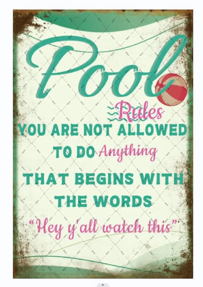 EMOHAT Pool Rules Metal Tin Sign Swimming Pool Sign Funny Poster Warning Sign Wall Decoration Wall Art Water Park Safety Sw sign