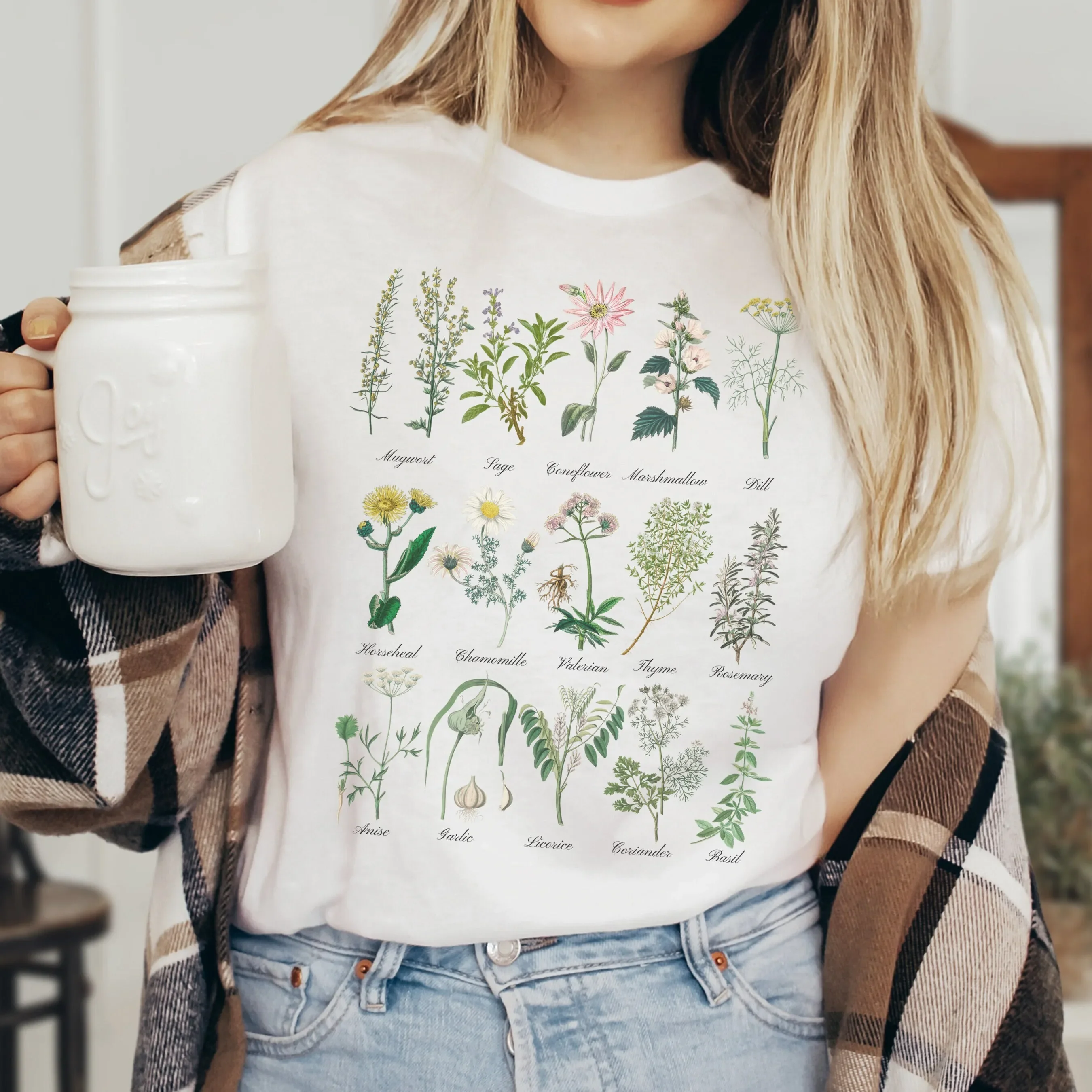 Herbology T Shirt Medical Herbs Chart Sweater Green Witch Coquette Cottage Core Clothes Plant Lover Gardener Fairycore