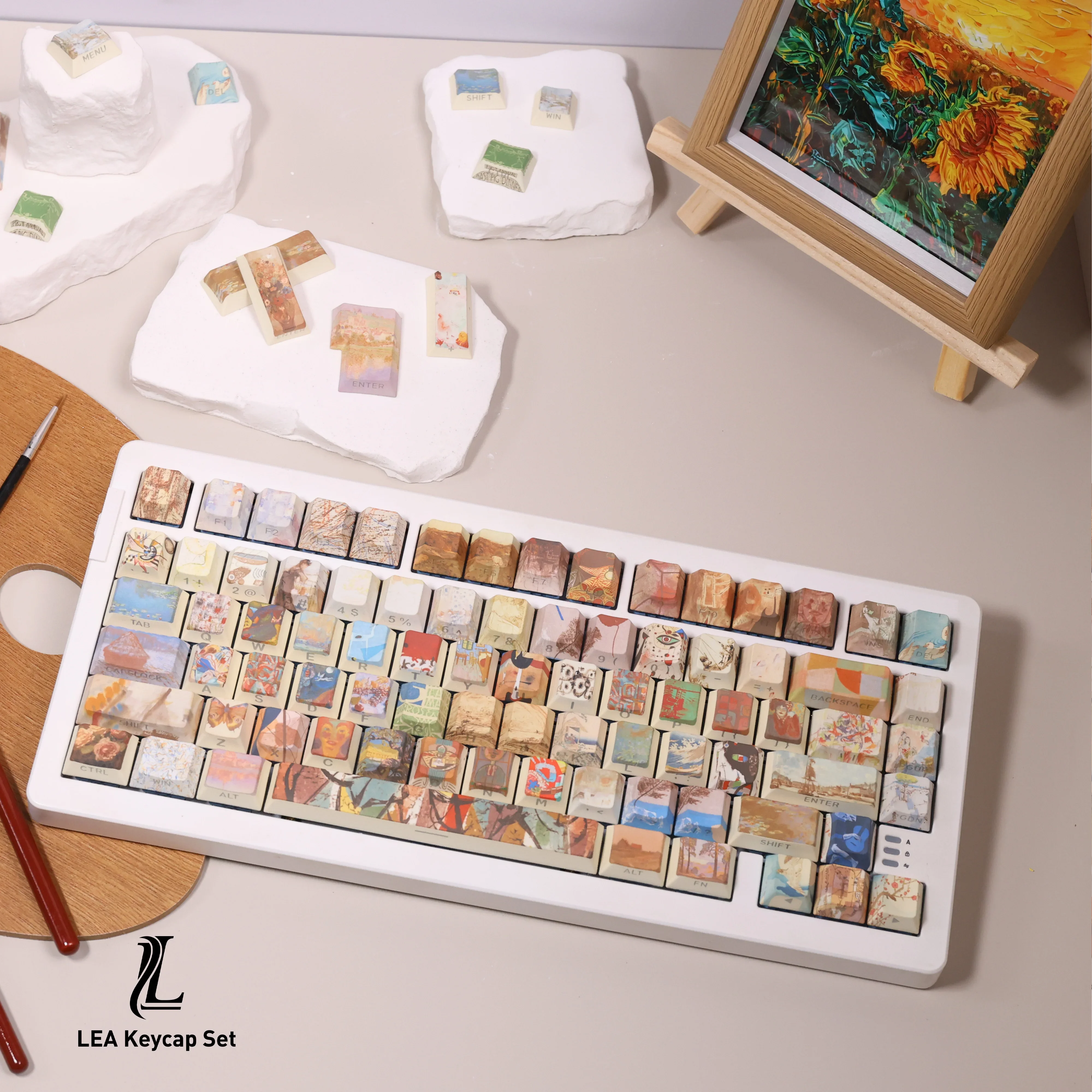 

Miniature gallery side engraved keycaps Original height PBT five-sided sublimation Customized keycaps wooting Mai from