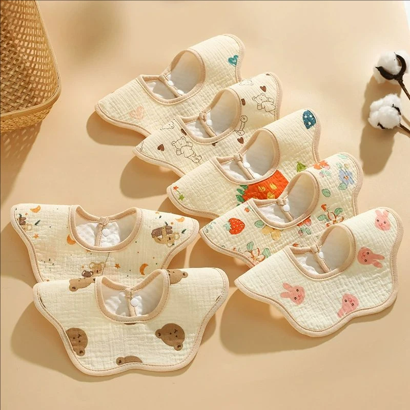 Waterproof Cotton Gauze Baby Bibs New Absorbent Saliva Towel Newborn Burp Cloths Bandana Scarf for Boys Girls Feeding Bibs
