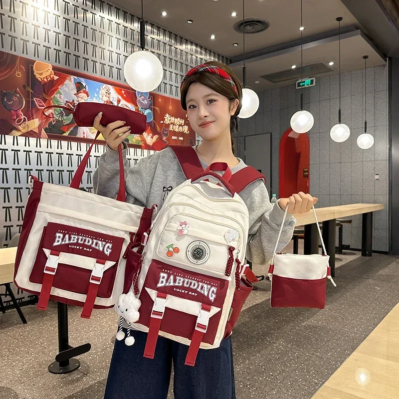 

Four Piece Student Backpack Set Good-looking Light Ultra-large Capacity Durable and Sturdy Shoulder Bag Simple Backpack