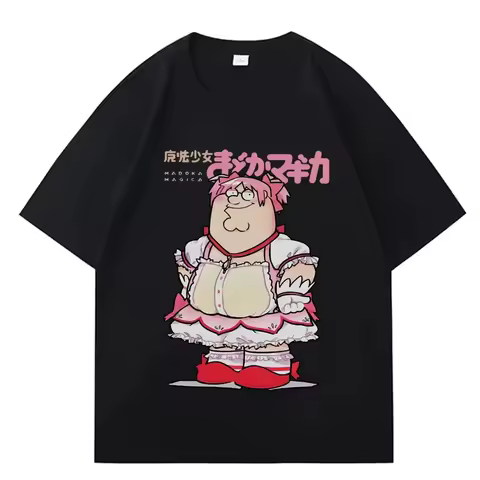 Male and Female Punk 100_ Cotton Unisex Funny Magic Girl Classic Manga T-shirt Puella Magi Madoka Magica Pattern T-shirt y2k top