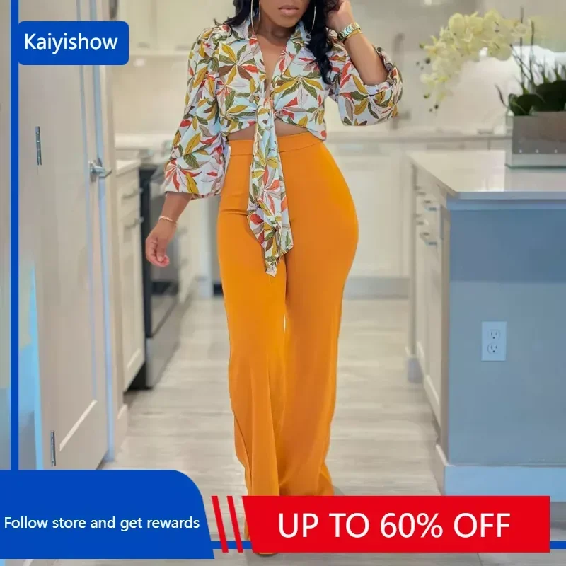 

Комплект из двух предметов, женский спортивный костюм, осенняя одежда, африканские платья для женщин, повседневная рубашка с принтом для вечеринки, топы, широкие брюки, костюм, наряды