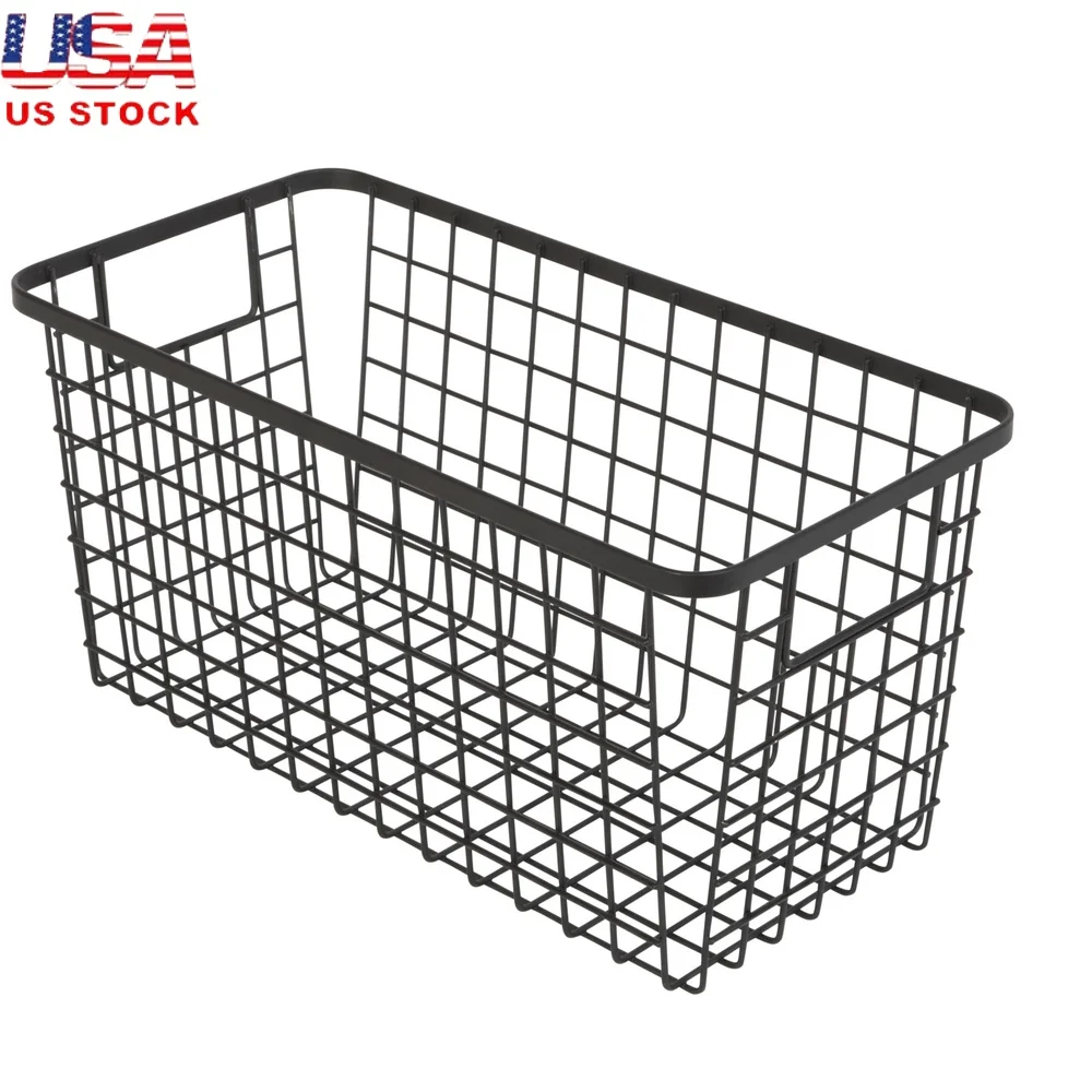 

Набор из 4 стальных корзин для хранения с удобными ручками для переноски, организация кладовой для кухни, ванной комнаты