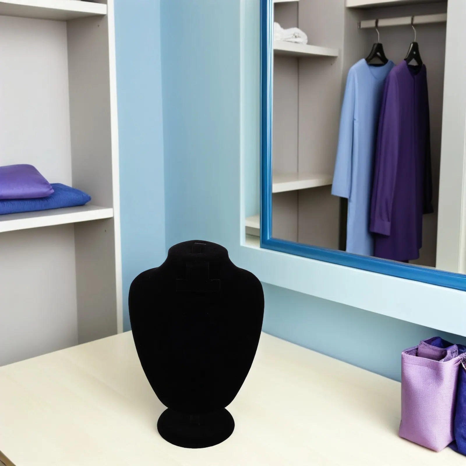 

Luxury Lint Jewelry Mannequin Display Bust Stand for Necklaces Pendants Organizing Tabletop Boutique Showcase Jewelry Display