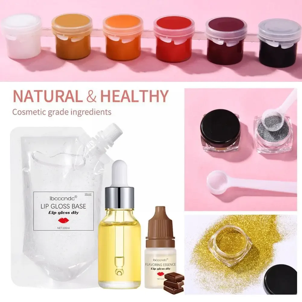 New Lip Gloss Making Kit Moisturizing Lip Gloss Base Diy Material Tool Kit Shiny Glitter Lip Tints Glaze Handmade Cosmetic