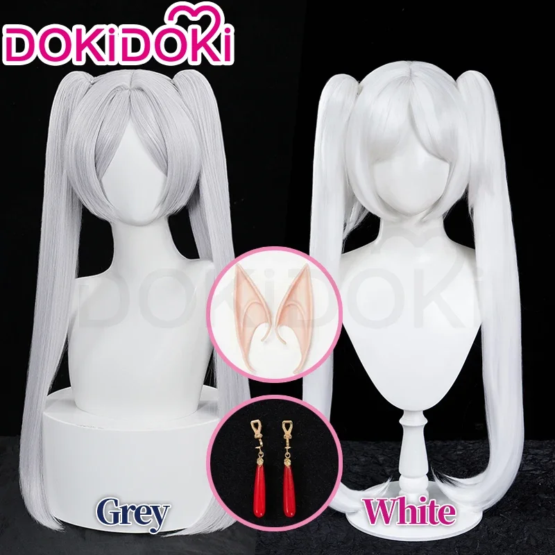 IN STOCK Friar Wig Anime Frieren: Beyond Journey's End DokiDoki Women Cosplay White Grey Hair Friar Ear Clip Free Wig Cap