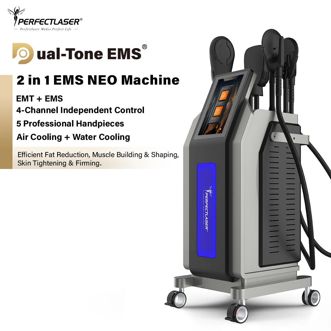 Dual Tone EMS 2 IN 1 EMS NEO Machine 6000W 16Tesla 5 Handles EMT EMS Body Sculpting Fat Removal