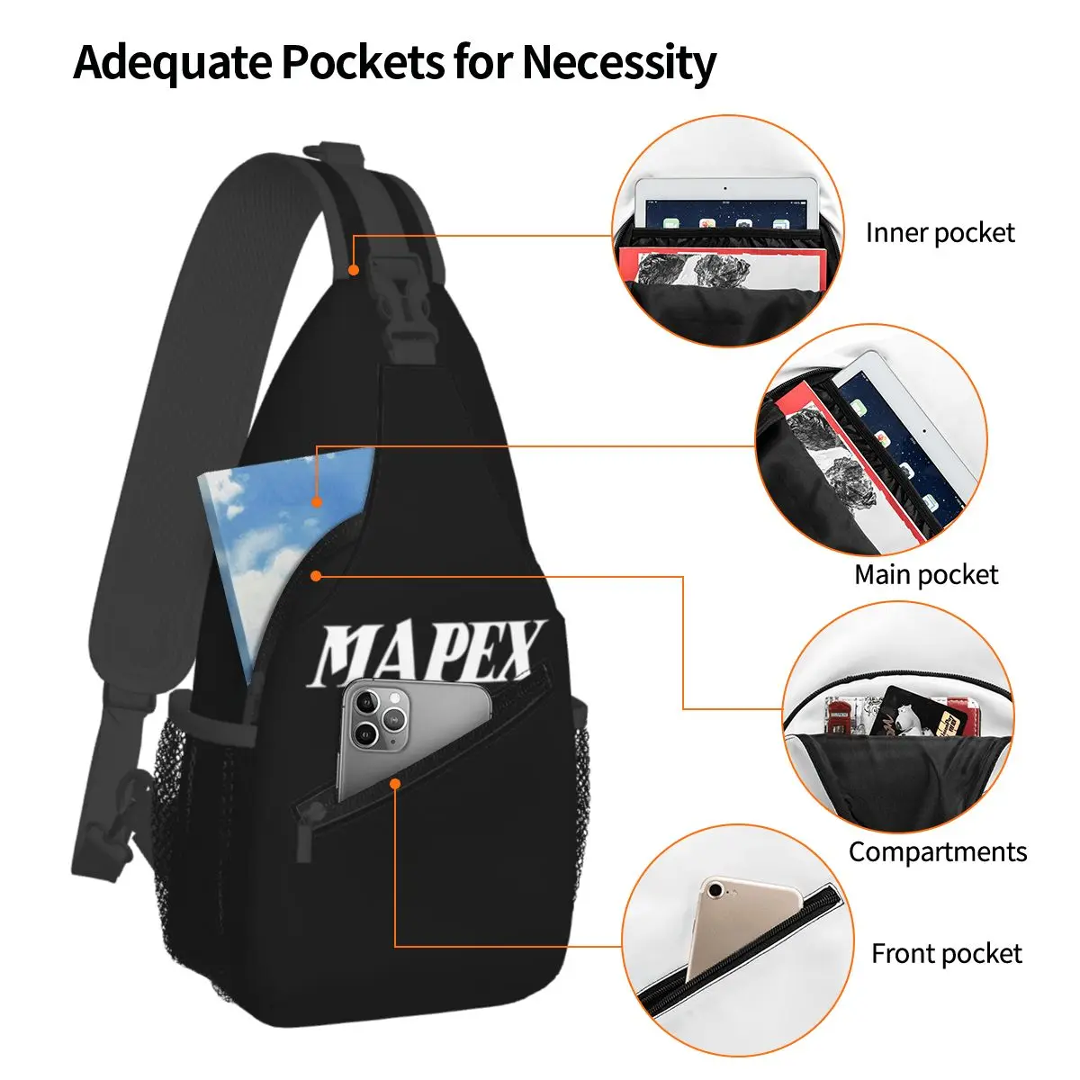 Mapexs Drums Kleine Sling Bags Borst Crossbody Schouder Rugzak Reizen Wandelen Dagrugzakken Patroon Schooltassen