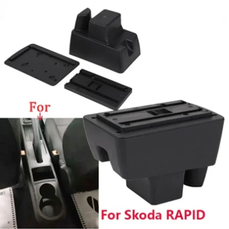 For Skoda RAPID Armrest Box Interior Parts Car Central  Content With Retractable Cup Hole Large Space Dual Layer USB 2020-2021