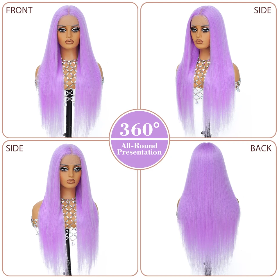 T파트 레이스 가발 합성 30인치 스트레이트 레이스 프론트 가발 내열성 섬유 글루리스 프리 플러킹 자연스러운 헤어라인 레이스 가발