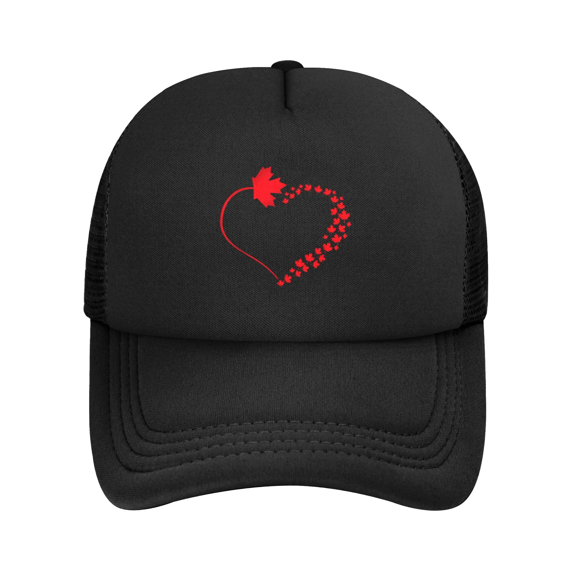 Maple Leaf Heart Canada Canadian Mesh Baseball Caps Unisex Sport Trucker Worker Cap Adjustable Summer Trucker Caps