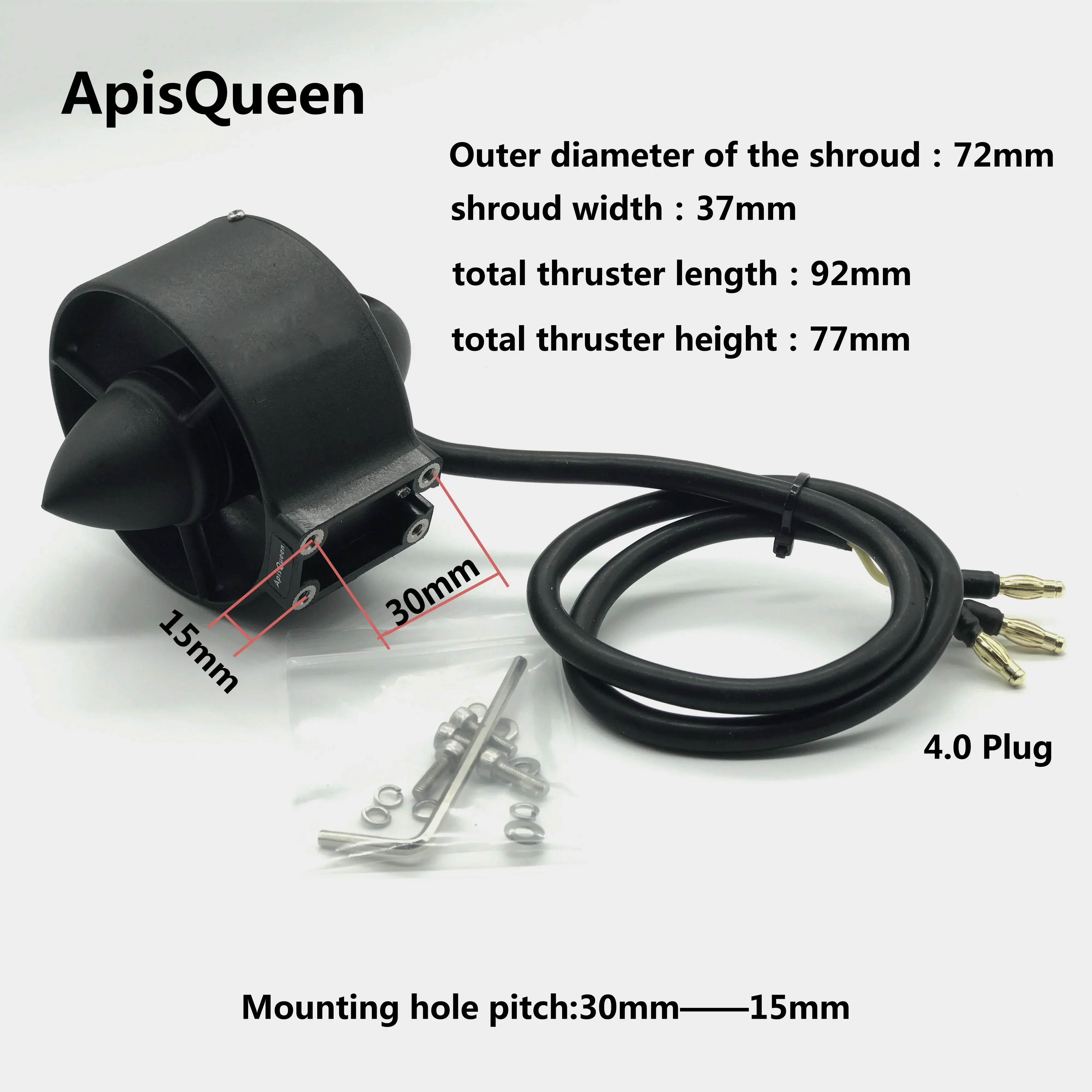 ApisQueen 12-16V U2 Underwater Thruster 1.7kg Thrust Brushless Motor Support Voltage 2-4S LiPo For for Kayak&ROV&Boat