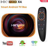 HK1 RBOX X4 Smart Android 11 TV Box Amlogic S905X4 4G/32G/64G/128G Set-top Box S905X4 2.4G/5G Dual WiFi 4K 8K 1000M Media Player