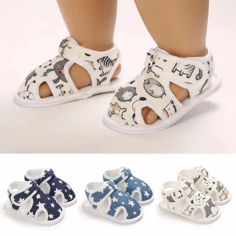 

Baby Shoes Boys Girls Cute Bear Animal Print Sandals Cotton Soft Sole Newborn Walker Toddler Shoe