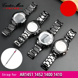 Black ceramic case dial watchband accessory for Armani AR1451 AR1452 AR1400  AR1410 men's ceramic bracelet wristband watch strap