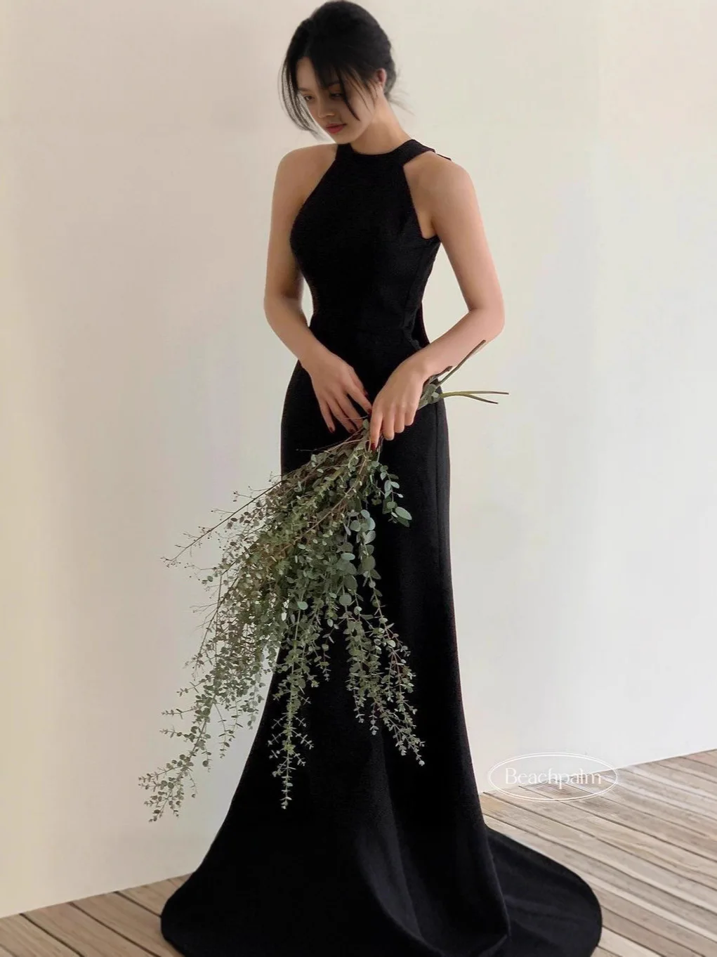 elegent-halter-hostess-draped-back-black-evening-gown-birthday-party-dress55