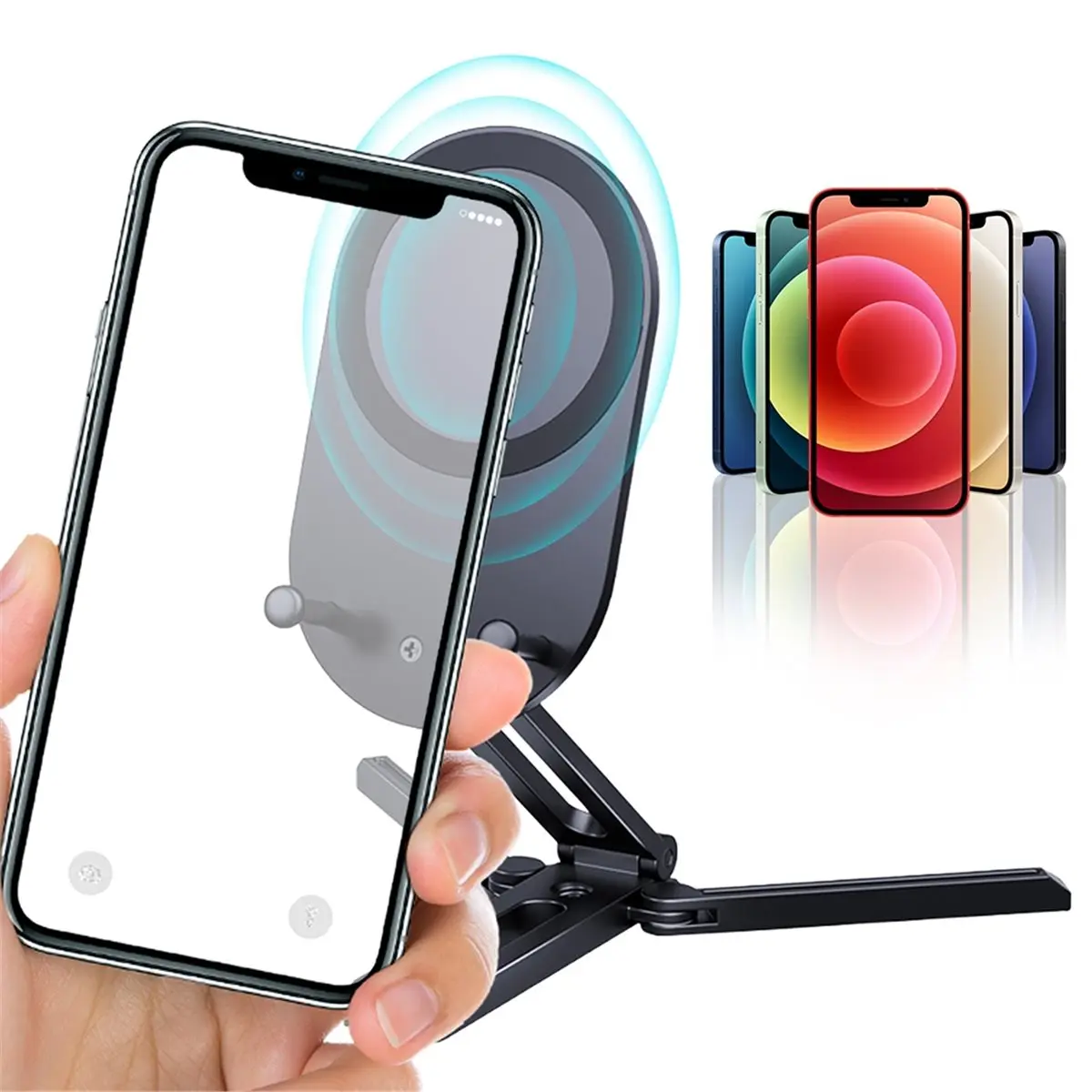 DT81 Magnetic Phone Holder Foldable Desktop Portable Aluminum Alloy Phone Holder Compatible with Most Phone