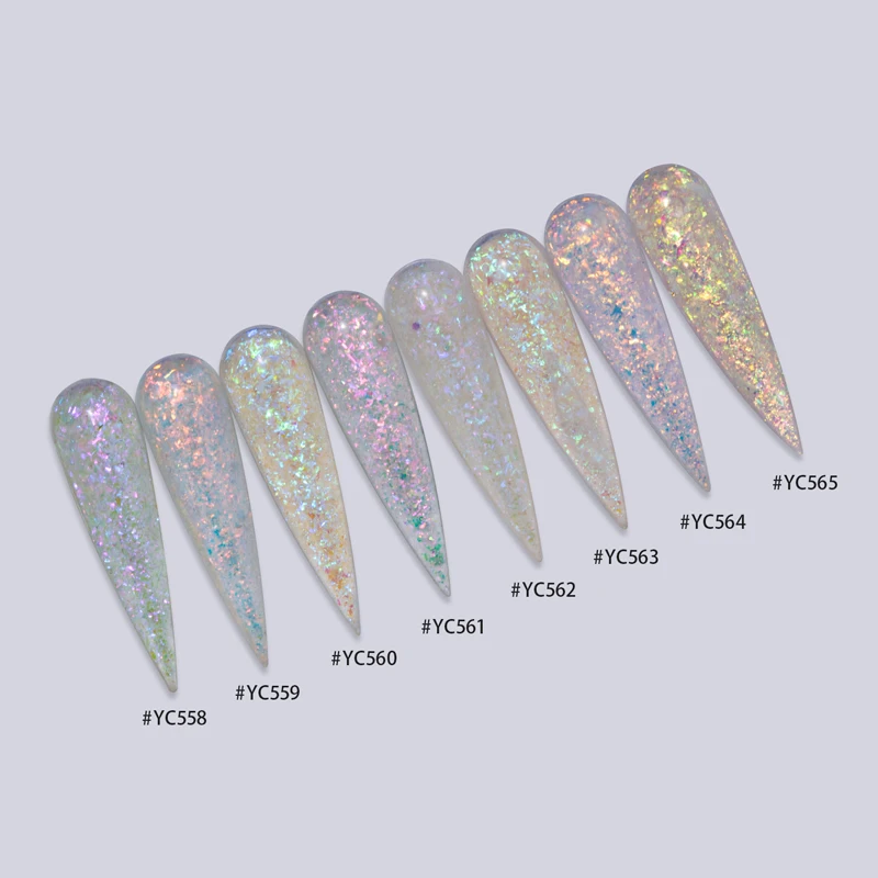 FSIXCL 8 Color Nail Dipping Acrylic Powder Shiny Mixed Opal Flakes Glitter for Nail Art Extend DIY Manicure Design Pigment Dust