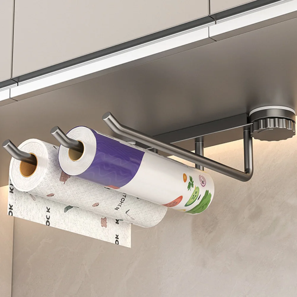 

1 шт., подвесная стойка для салфеток для бумажных полотенец, держатель для рулонов бумаги на присоске, крючок для полотенец, настенное крепление для кухни, ванной комнаты, углеродистая сталь, АБС-пластик