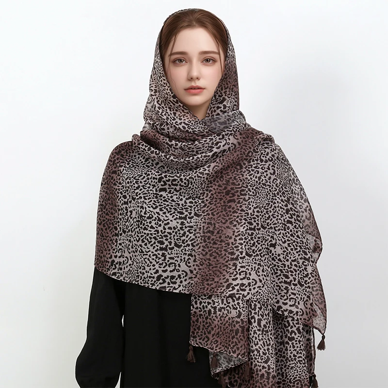 Women's Viscose Scarf With Floral Fringe, Printed Pashmina, Soft Muslim Stole, High-Quality Hijab