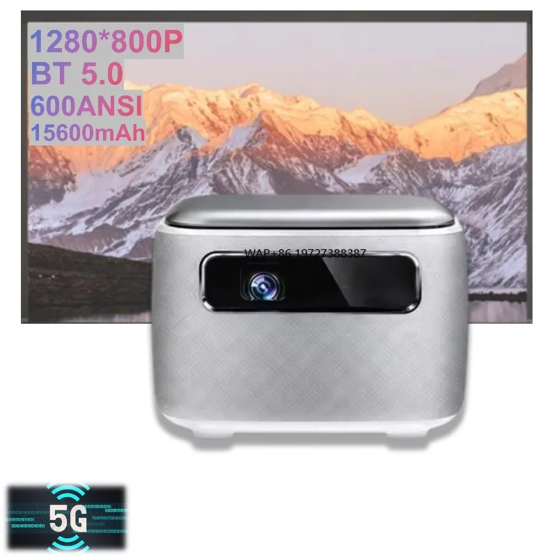 New Portable Mini DLP Android 9.0 Projector with 600ANSI 3D 4K LED Lamp and 5GWIFI V8 for Home Theatre Smart Mini Projector