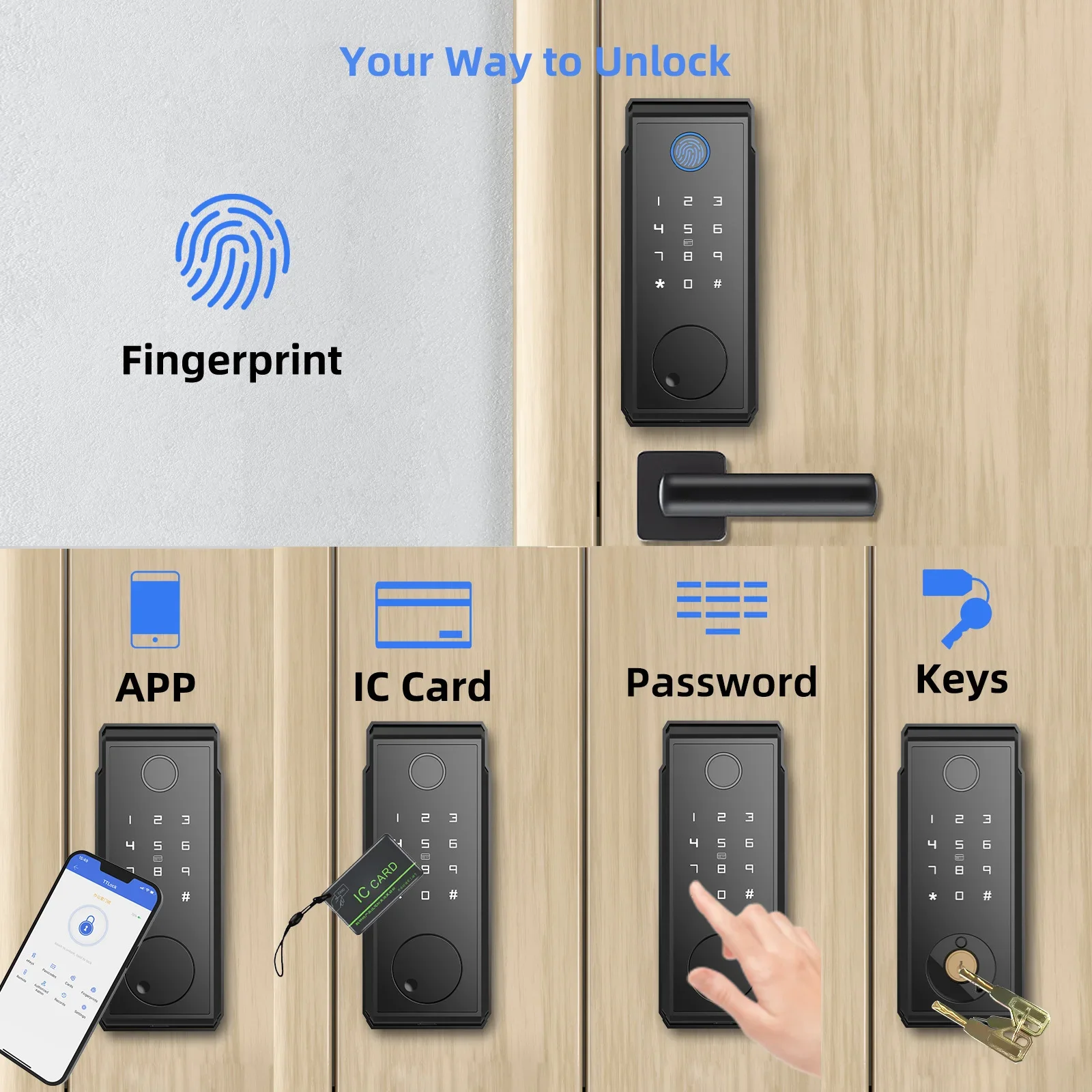 Keyless Entry Door Lock with Keypad Fingerprint Door Locks Electronic Keypad Smart Deadbolt Lock Biometric Digital Auto Lock