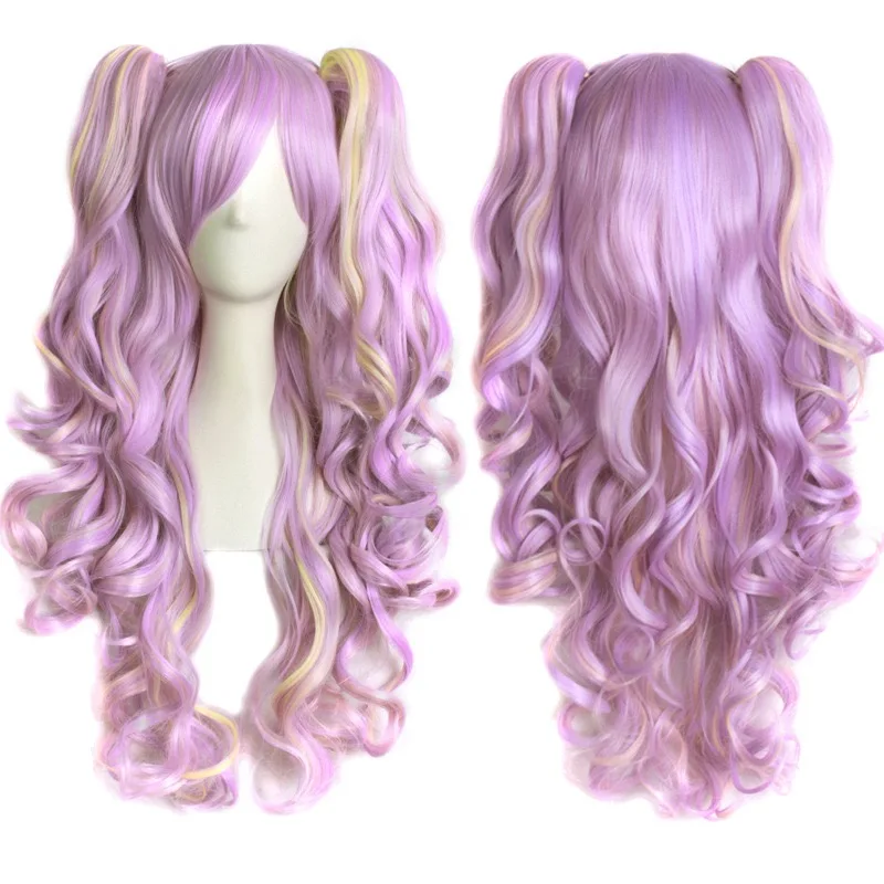 

Anime cosplay wig Lolita wig with double tiger clips COS coloured mixed synthetic fibre wig