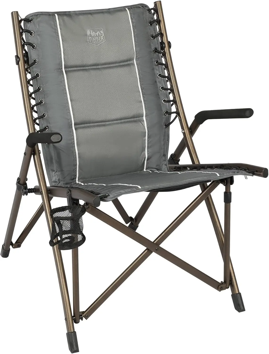 

Bungee Folding Camping Chairs for Adults, Heavy Duty Collapsible Padded Chair with Armrests Cup Holder, Foldable Outdoor