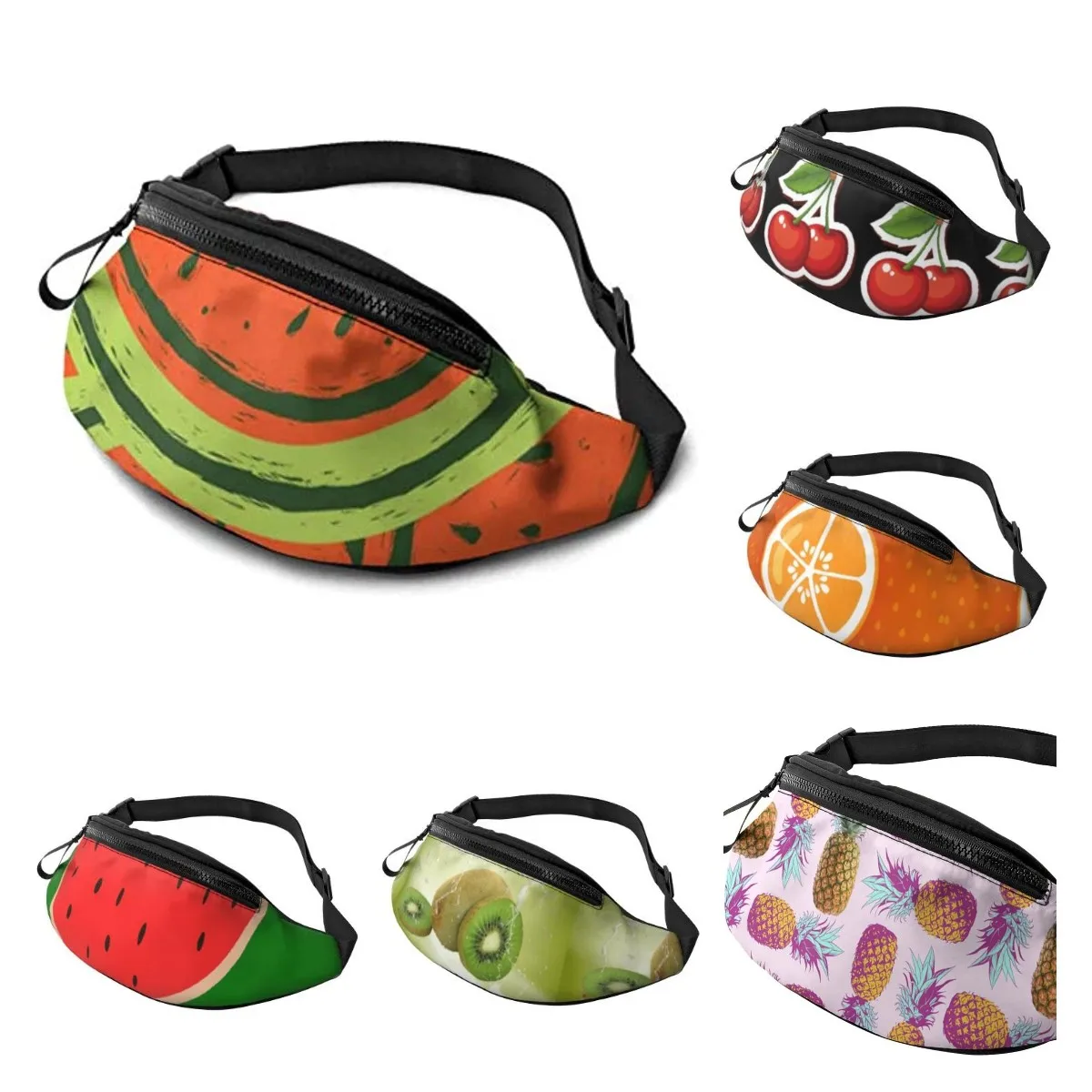 Fishing Waist Bag Create Fashion Art Fruit Watermelon Woman Fanny Pack with Headphone Jack and Adjustable Straps Waist Belt