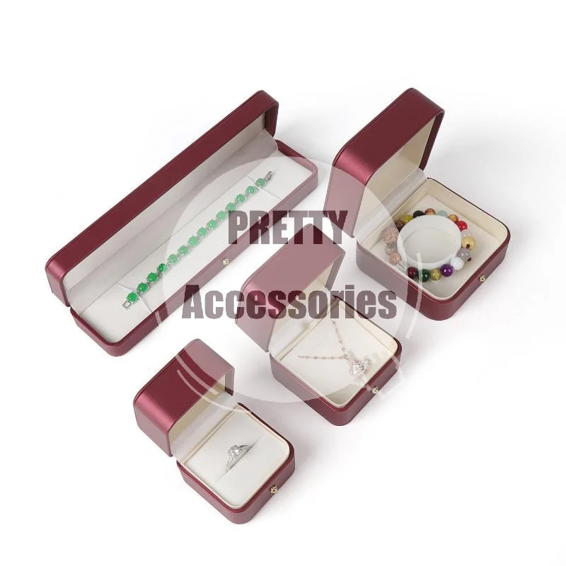 PU Leather Luxury Jewelry Box Soft Velvet Lining Golden Closure Exquisite Organizer Case for Wedding Souvenir Proposal Gift