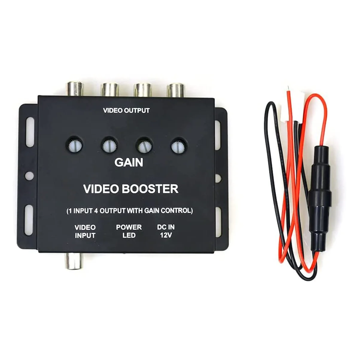 A93P Car Video Splitter 1 to 4 AV Signal Booster Amplifier Splitter for Car CCTV TV LCD DVD Player 1 Input 4 Output