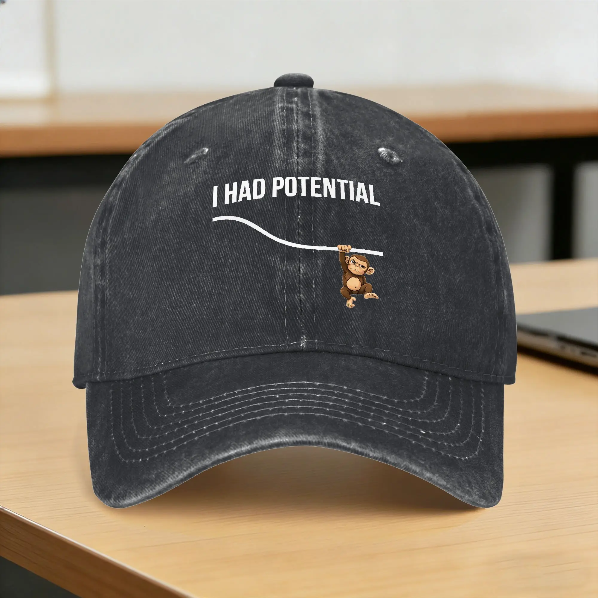 Funny Physics Punch Monkey I Had Potential Energy Science Casual Baseball Cap Hippie Trucker Hat Summer Men Design Baseball Caps