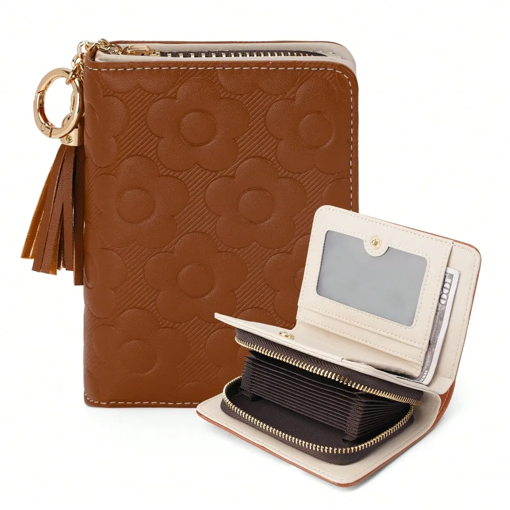 

Women's Small Wallet, Embossed Design Clutch, Fashionable ID And Credit Card Holder, Bi-Fold Compact Wallet, Suitable For Commut