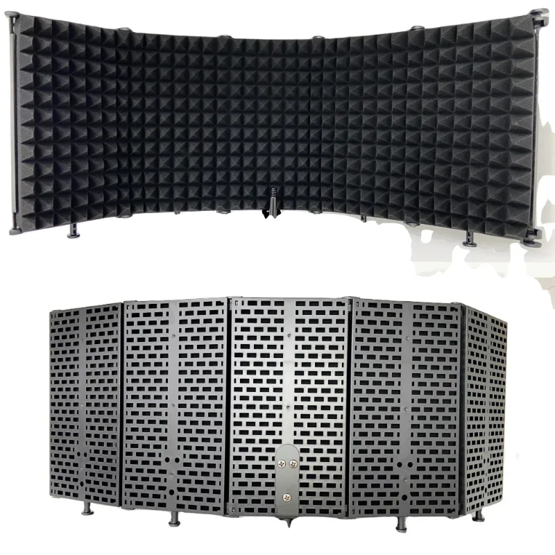 Microphone Isolation Shield Studio Recording Shield Noise Reduction Plastic Acoustic Soundproofing Wedges 5 Panel Wind Screen