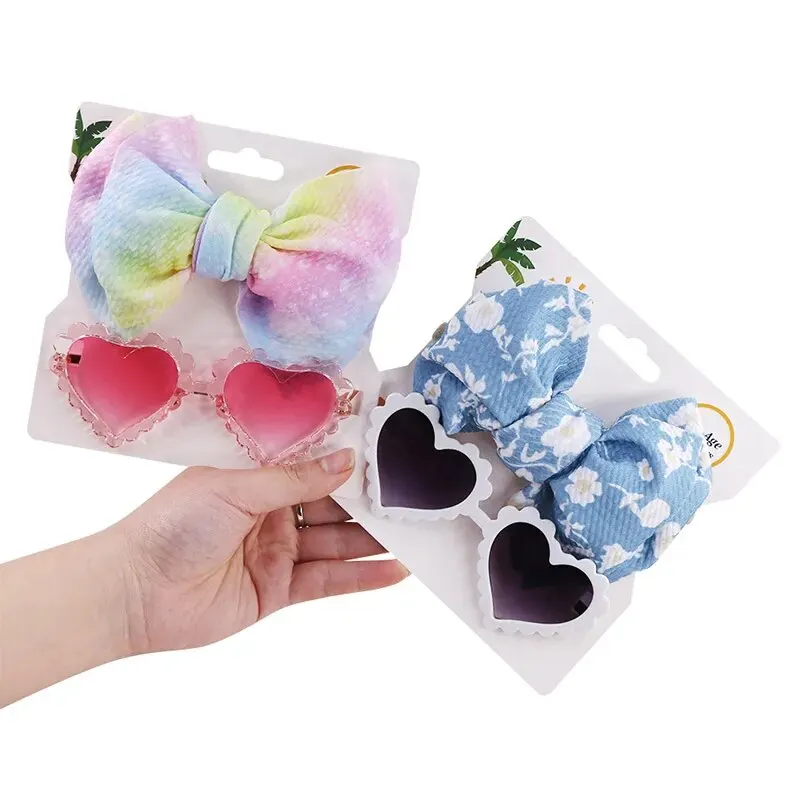 2Pcs/Pack Heart Dog Sunglasses Pet Dog Bows Cute Pet Grooming Bows Dog Hair Rubber Bands Photography Tool Pet Accessoires