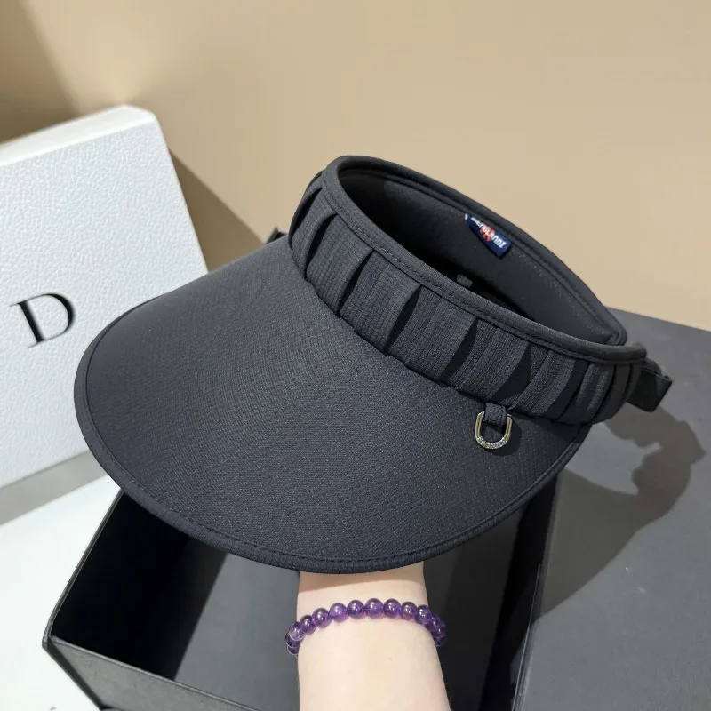 

​ ​ 2025 женский козырек с широкими полями UPF50 + ледяная шелковая шляпа от солнца с регулируемым лицом для похудения, уличная летняя кепка, бесплатная доставка ​ ​