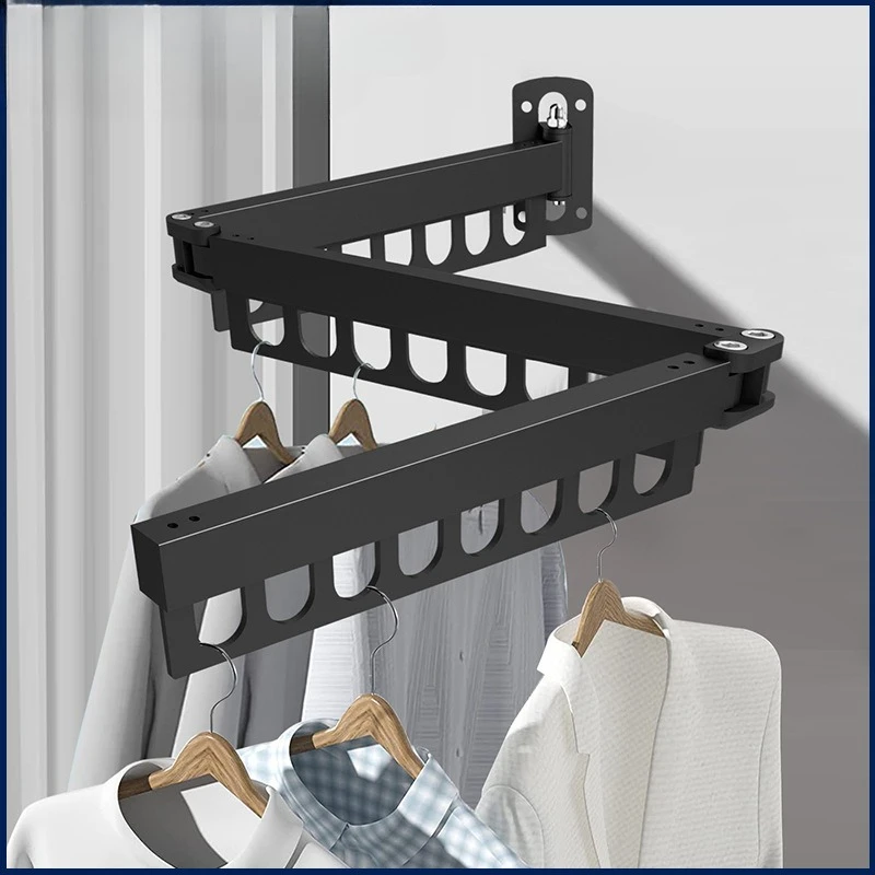 Home Perforated Folding Drying Rack, Balcony Concealed Hanging Rack Indoor Non Perforated Coat Rack Living Room Furniture
