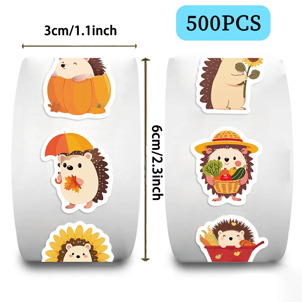 500 Stück Herbst-Igel-Rollaufkleber Cartoon-Graffiti PVC-Sticker für Gitarre Lautsprecher Skateboard Laptop Schreibwaren Dekoration – Detail 8